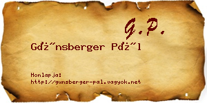 Günsberger Pál névjegykártya